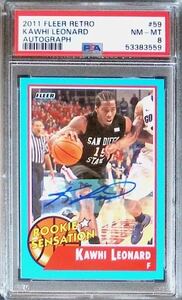 2011-12 Fleer Retro Autograph RC Kawhi Leonard PSA8