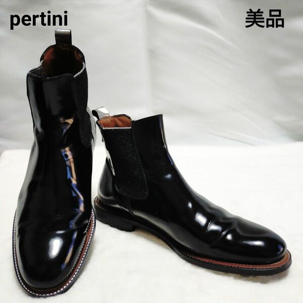 【美品】pertini ペルティ二 サイドゴアブーツ ラメ 本革 38