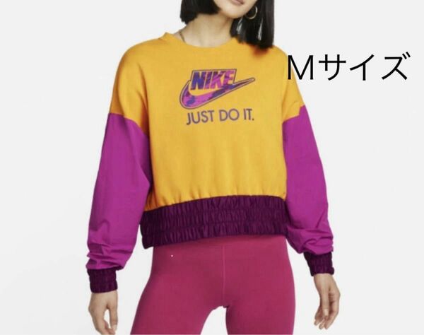 NIKE ナイキ　クロップド丈　スウェット　レディース　Ｍサイズ　マスタード／ピンク