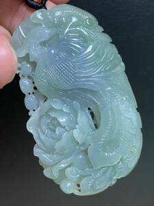 翡翠　ヒスイ　ミャンマー　極上天然本翡翠　A貨　蒼炎の鳳凰（アイス）　糸魚川　入りコン沢　青翡翠