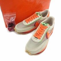 【特別価格】NIKE CLOT SACAI LD WAFFLE ORANGE BLAZE スニーカー ベージュ×オレンジ メンズ25.5cm_画像1