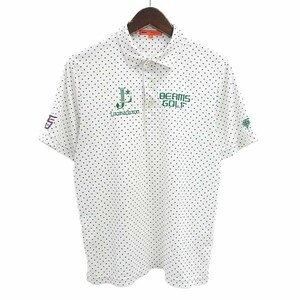 【PRICE DOWN】BEAMS GOLF LUCAS JAXON ロゴ 刺繍 半袖 ポロシャツ Tシャツ ホワイト メンズM