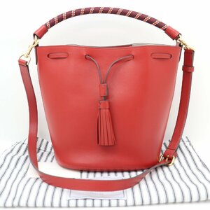 ITZ0E4WR36H2 即決 本物 ANYAHINDMARCH アニヤハインドマーチ 2WAY バケツ型 ショルダーバッグ ハンドバッグ タッセル レザー