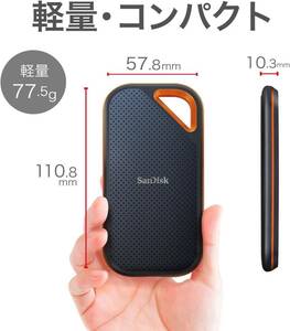 SanDisk SSD 外付け 1TB SDSSDE81-1T00-GH25 エクストリームプロ ポータブルSSD V2 USB 3.2 Gen 2x2 最大2000MB/秒 防滴防塵