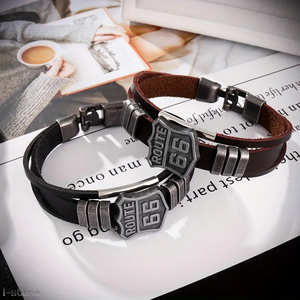  bracele bangle ROUTE66 black / Brown 2 piece set stylish fashion men's lady's man and woman use casual pair accessory 