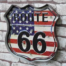 ネオンサイン ROUTE66 星条旗 電球付き レトロ調アメリカスタイル看板 ルームデコレーション イルミネーション ナイトライト 雰囲気作り_画像3