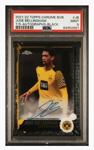 【PSA9】2021-22 Topps Chrome BVB SoccerJude Bellingham Borussia Dortmund Autograph black refractor /15 on card ベリンガム 15シリ