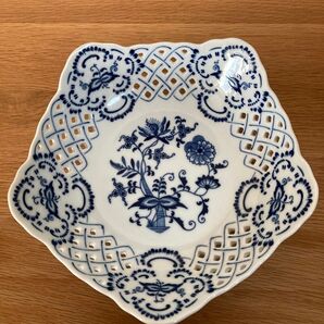 ブルーダニューブ BlueDanube 透かしバスケット編み盛り皿 五角形 ブルーオニオン