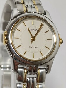 1円スタート【良品/稼働】SEIKO セイコー 腕時計　EXCELINE　エクセリーヌ　２J31-001A　ゴールドコンビ　クオーツ　レディース