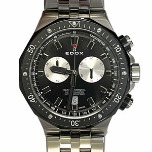 【中古品】 EDOX DELFIN エドックス デルフィン 10226-357 クロノグラフ クオーツ 文字盤ブラック メンズ腕時計 箱あり L55916RE