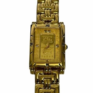 【ジャンク品】ELGIN エルジン QZ FK-929-C ゴールドインゴット1g ファインゴールド 999.9 石付 ゴールド文字盤 レディース腕時計 L56554RD