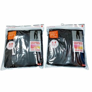 ◆中古品◆UNIQLO ユニクロ ヒートテック 極暖 タイツ (エクストラウォーム) メンズ インナー 2枚セット メンズ Mサイズ ブラック Q56326NA