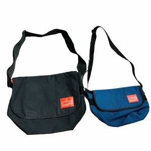 ◆中古品◆Manhattan Portage（マンハッタンポーテージ）2個セット 男女兼用 ショルダーバッグ ブルー×ブラック Q1-190NA