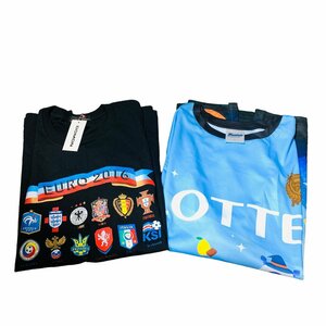 ◆中古品◆サッカー Tシャツ ２着 まとめ ブルー ブラック Lサイズ 片方サイズ不明 V1-235NL