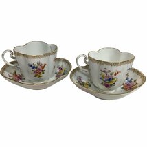 ◆中古品◆MEISSEN マイセン カップ＆ソーサー 2客２枚まとめ フラワー 食器類 kyE5754NN_画像1