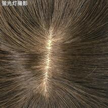 人毛100% 部分ウィッグ ヘアピース 頭頂部 ミックスブラウン【25cm】_画像8