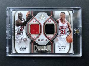 【Jordan/Pippen】2009-10 UD SP Game Used #CM-JP Combo Materials 実使用ブルズジャージ /155！Hot！ジョーダン・ピッペン！