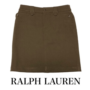 二点落札で送料無料！ R40【未使用】RALPH LAUREN ラルフローレン ウール ミニスカート 台形 サイズ４ レディース ボトムス カーキ M〜L