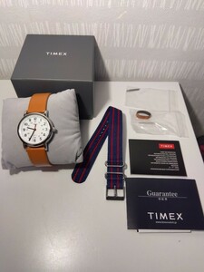 【A700】【稼働品】 TIMEX タイメックス QZ T2N747 ウィークエンダー セントラルパーク ラウンド 白文字盤 メンズ腕時計