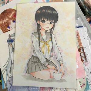 Art hand Auction Ilustración dibujada a mano: Chica de secundaria con traje de marinero, Historietas, Productos de anime, Ilustración dibujada a mano