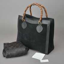 外観美品 GUCCI グッチ バンブー トートバッグ ハンドバッグ スウェード レザー ブラック 002・1096・0260 ウッドハンドル 鞄 ※a.c/a.b_画像1