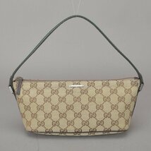 新品同様 グッチ GUCCI アクセサリーポーチ ハンドバッグ GGキャンバス シェリーライン ベージュ ミニバッグ 141809 美品 鞄 ■b.g/b.d_画像3