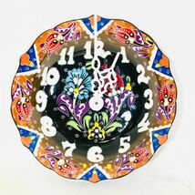 トルコ 手作り タイルの壁掛け時計 絵皿 トルコ陶器 アナログ キュタフヤ_画像1