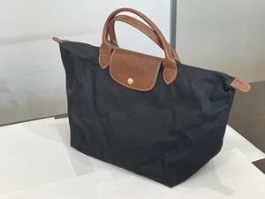 ★【希少品 ロゴマーク 下線付】LONGCHAMP ロンシャン ル プリアージュ 折りたたみ トップハンドルバッグ トートバッグ M★送料350円～