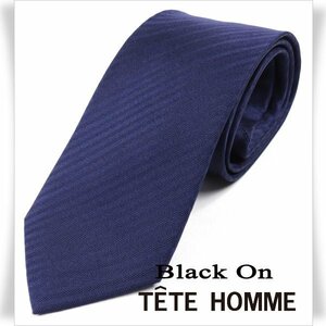 新品1円～★Black On TETE HOMME テットオム シルク絹100％ ネクタイ ストライプ ネイビー 正規店本物◆9941◆