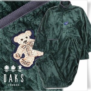 新品1円～★定価1.6万 DAKS LONDON ダックス ロンドン 日本製 メンズ 秋冬 長袖 長ズボン ジャカード フリース パジャマ M ◆1534◆