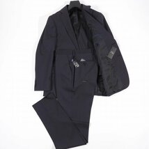 新品1円～★定価4.2万 Black On TETE HOMME テットオム ストレッチ スリーピーススーツ 100BB5 ノータック ストライプ ネイビー◆1672◆_画像2