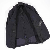 新品1円～★定価4.2万 Black On TETE HOMME テットオム ストレッチ スリーピーススーツ 100BB5 ノータック ストライプ ネイビー◆1672◆_画像5