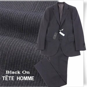 新品1円～★定価4.2万 Black On TETE HOMME テットオム 秋冬 ピンストライプスーツ 94A6 ノータック ストレッチ グレー ◆1972◆