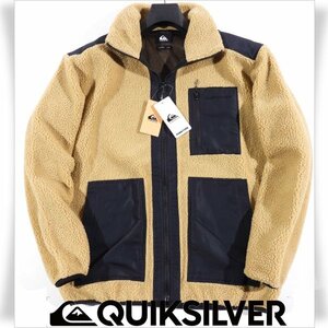 新品1円～★Quiksilver クイックシルバー メンズ ボアフリース ジップアップジャケット L 防寒 暖か ブルゾン ベージュ 本物◆2029◆