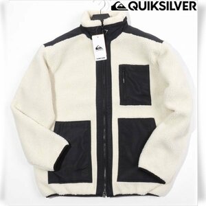 新品1円～★Quiksilver クイックシルバー メンズ ボアフリース ジップアップジャケット L 防寒 暖か ブルゾン 白 本物◆2277◆