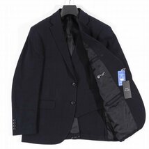 新品1円～★定価4.2万 Black On TETE HOMME テットオム ストレッチ スリーピーススーツ 98AB6 ノータック 織柄 ネイビー ◆2454◆_画像4