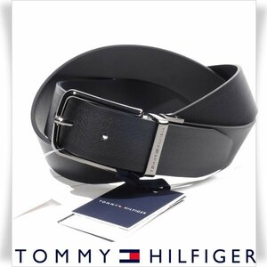 新品1円～★TOMMY HILFIGER トミー ヒルフィガー メンズ 牛革レザー リバーシブルベルト 95cm 男性用 黒 ブラック 正規店本物◆2598◆