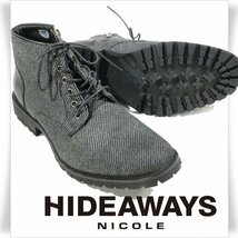 新品1円～★定価1.7万 HIDEAWAYS NICOLE ハイダウェイ ニコル メンズ ファブリックチャッカブーツ 25.5cm シューズ 靴 本物 ◆2813◆_画像1