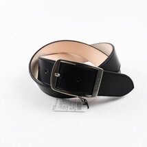 新品1円～★ポールスミス Paul Smith メンズ 日本製 牛革レザー ロゴ スクエアバックル ベルト S 黒 ブラック ビジネスベルト 本物◆2839◆_画像3