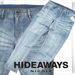 新品1円～★定価1.5万 HIDEAWAYS NICOLE ハイダウェイ ニコル メンズ スキニーストレッチデニムパンツ 50 LL ブルー ◆2891◆