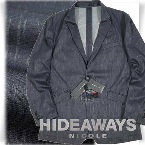 新品1円～★定価1.9万 HIDEAWAYS NICOLE ハイダウェイ ニコル メンズ DIGNEATポンチ素材生地 ジャケット 50 LL ネイビー ◆2884◆