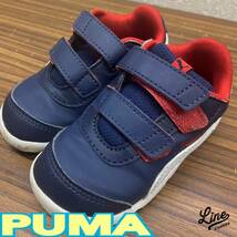 kids 靴 ◆ PUMA ◆ キッズ ベビー シューズ 14cm スニーカー 濃紺ｘ赤 x白 ◆ プーマ ◆ 男の子 女の子_画像1