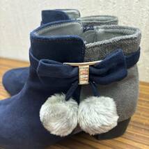 靴 ◆Berry Jean ◆ ショート ブーツ 23cm バイカラー ネイビー & グレー ◆ レディース シューズ _画像2