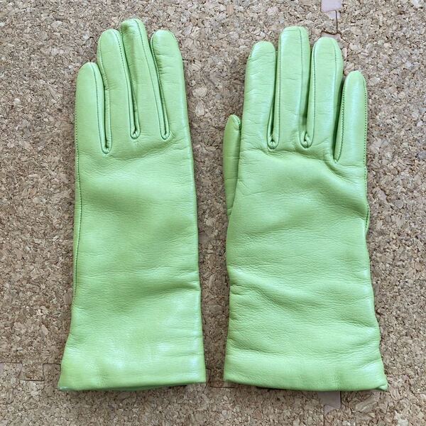 【美品】セルモネータ sermoneta glovesグローブ 5,1/2サイズ 緑 手袋 レザーグローブ 革手袋 イタリア