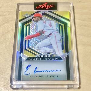 【マグホ入り】エリー・デラクルーズ 直筆サインカード MVP記念 LEAF 2023 Elly de la Cruz autograph auto シール未開封 rookie continuum