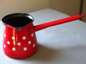 sro red a made polka dot pattern dot pattern Vintage * horn low * milk bread / single-handled pot / butter warmer 