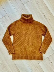 bukht ブフト クレイジーパターン タートルネック ニット セーター ウール 長袖 サイズ0(S) オレンジ