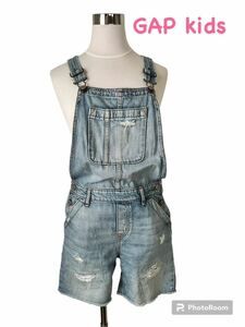 GAP kidsオーバーオール デニム ジーンズ ブルー インディゴ xl 150 ショートパンツ