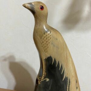 水牛　角　彫刻　置物 オブジェ インテリア 鳥