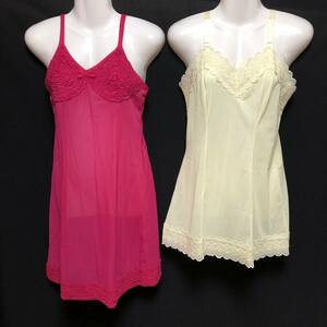 SX-354　☆♪The Kanebo & 東レシルック Super Beauty Radys Lingerie ♪☆エレガンスドレススリップ　2点　Mサイズ（B80cm 丈75＆90cm）